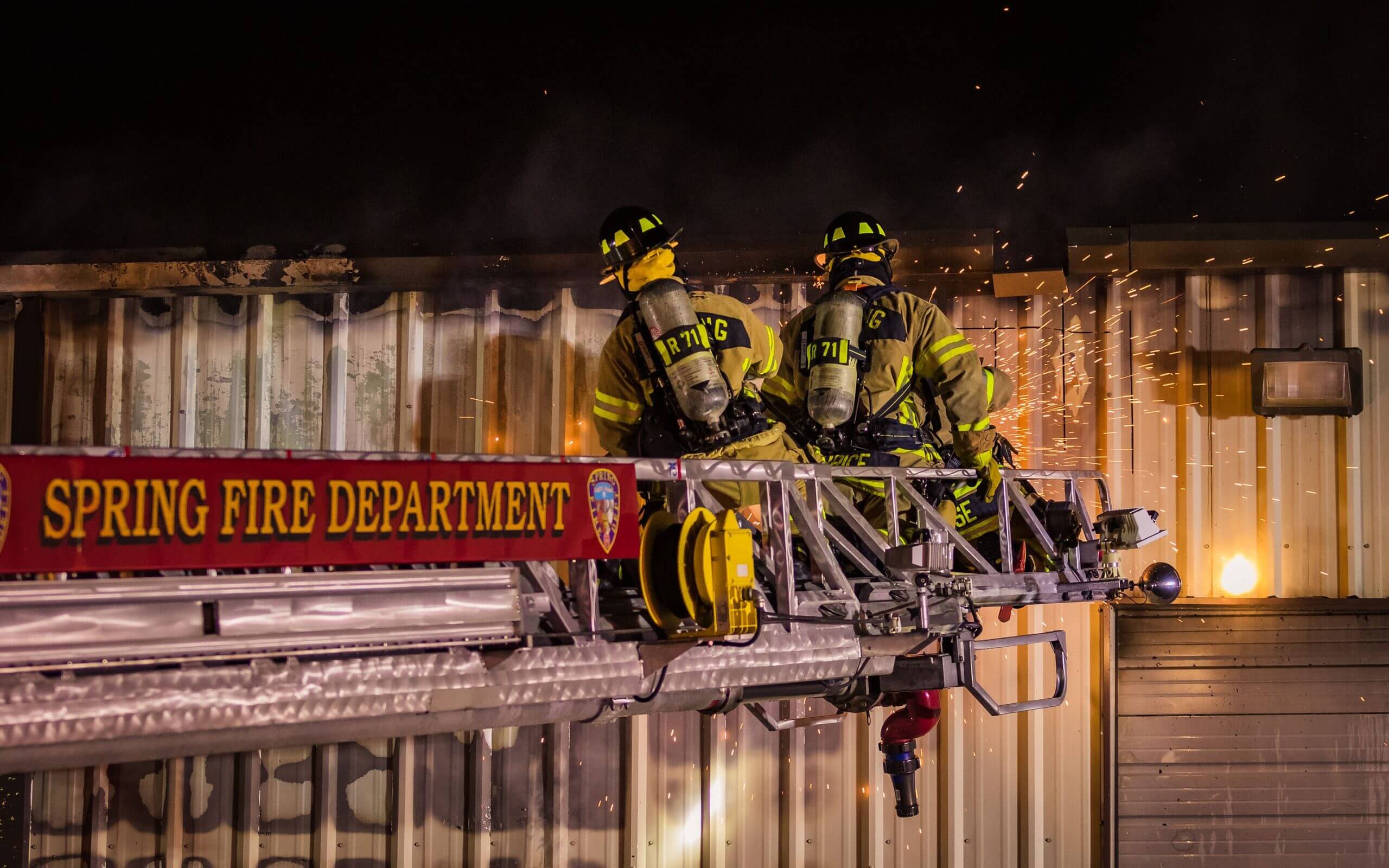 Spring Fire Fights Blaze Sparked by Storm